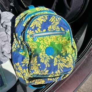 Kipling Blue and Yellow Floral Backpack